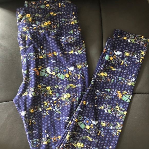 EUC- LuLaRoe Floral Leggings-OS - Picture 1 of 4